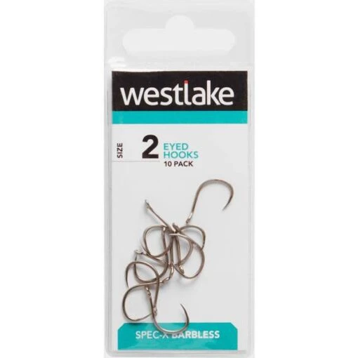 Westlake Barbless Eyed Hooks (Size 2) -Fishing Supplies Store Westlake Barbless Eyed Hooks Size 2