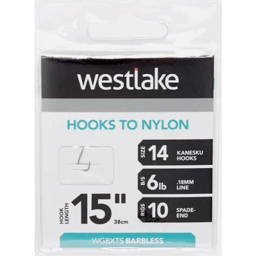 Westlake Barbless Hooks To Nylon (Size 14) Silver -Fishing Supplies Store Westlake Barbless Hooks to Nylon Size 14 Silver