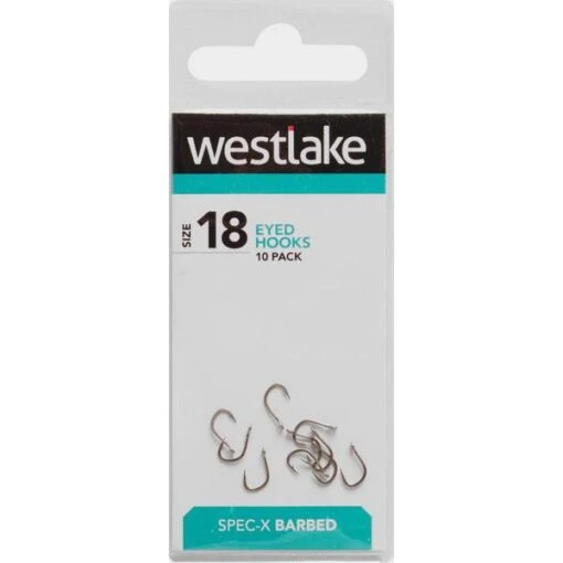 Westlake Eyed Barbed Hooks (Size 18) -Fishing Supplies Store Westlake Eyed Barbed Hooks Size 18